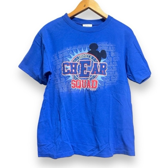 Walt Disney World Disney’s Chear Squad Shirt Size Medium Mickey Royal Blue Tee - Picture 1 of 14